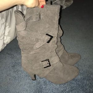 Suede heeled boots